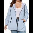 thumbnail image 3 of Chaqueta Ligera Reversible con Capucha y Cremallera de Larga para Mujer, Cortavientos Informal, Impermeable. Azul XXXL, 3 of 8
