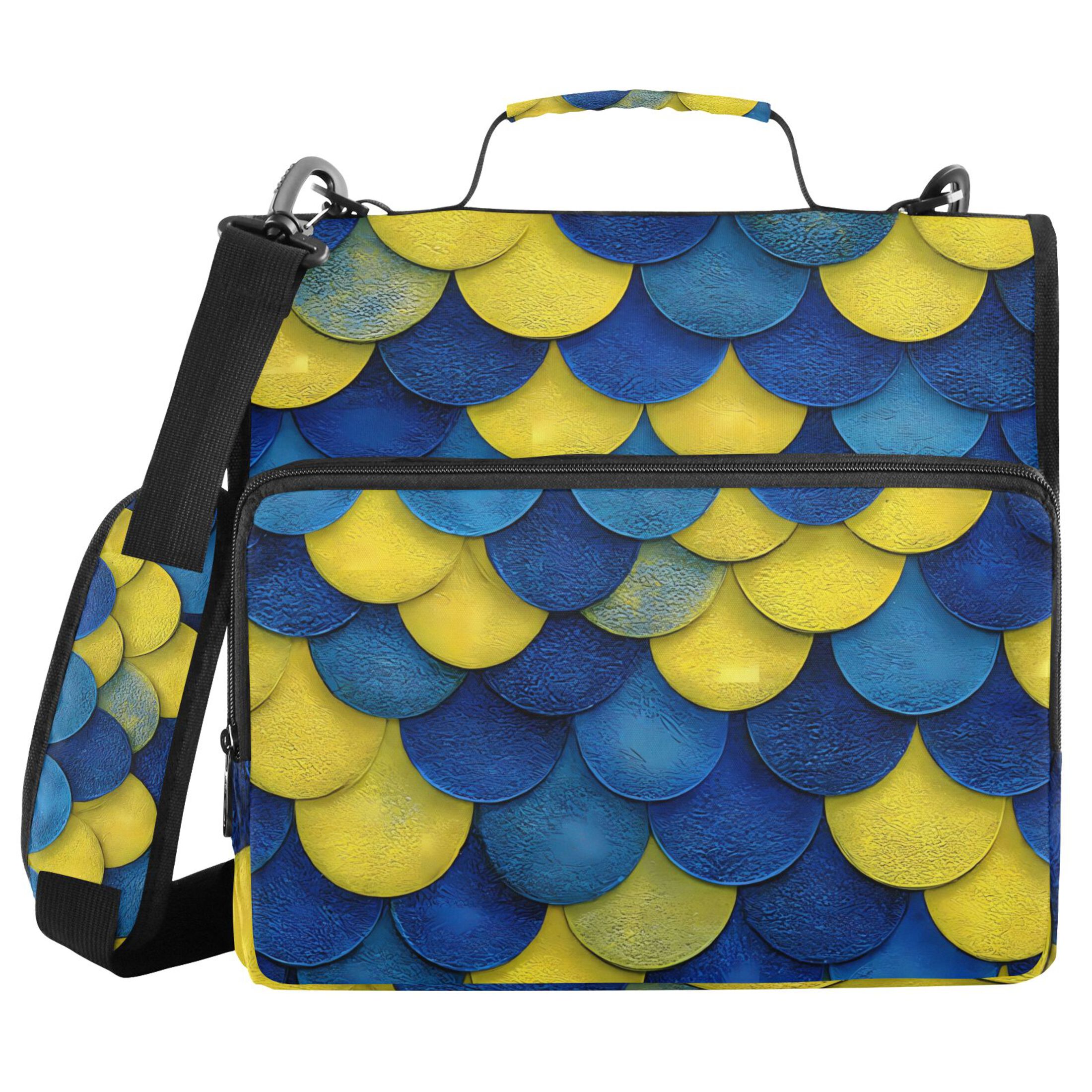 ALAZA Zipper Binder Scale Blue and Yellow 3 Ring Trapper Keeper File Folder Organizer Bag