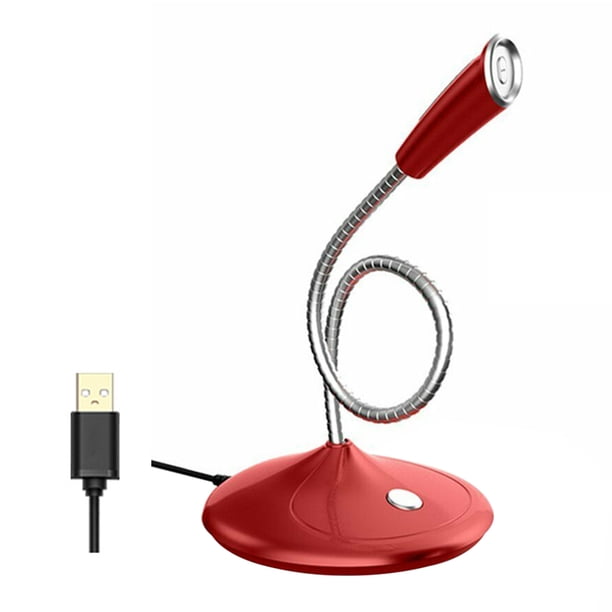 Micrófono con cable Micrófono omnidireccional para computadora Micrófono de condensador con cancelación de ruido, USB, Rojo Eigraketly EL001001-06B