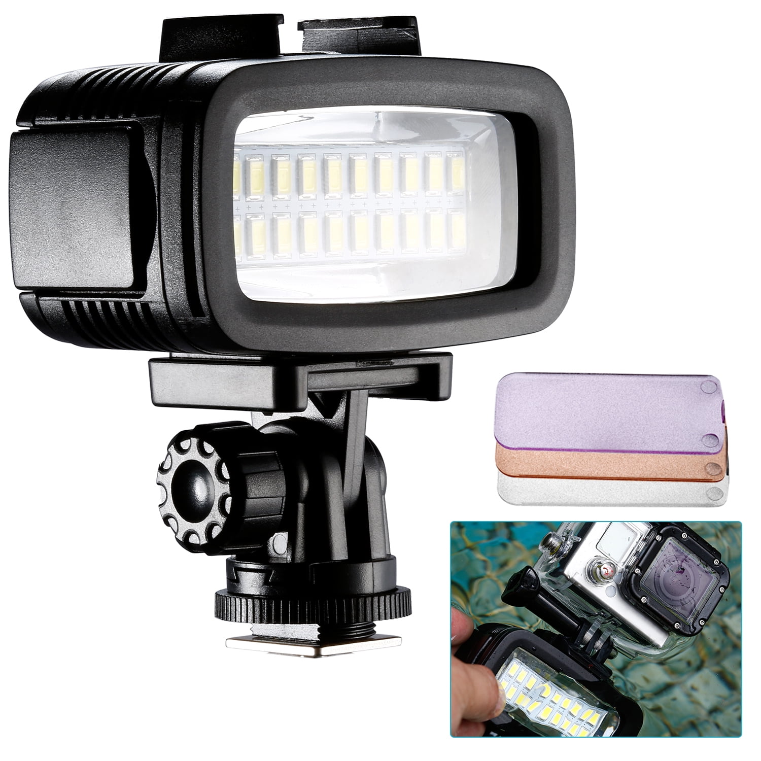 Neewer Waterproof Up to 131ft/40m Underwater 20 LED 700LM Flash Dimmable Light 
