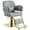 Gray Pu#FAA, variant on Classic Reclining Barber Chair with Heavy Duty Hydraulic Pump, 360° Rotation - Black Salon Chair for Hair Stylists, Tattoo & Shampoo Equipment, 330 Lbs Capacity