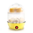 thumbnail image 1 of Cocedor de huevos y escalfador eléctrico rápido con apagado automático para tortillas, huevos cocidos blandos, medianos y duros - Bandeja de capacidad, pila doble, amarillo, 1 of 5