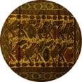 thumbnail image 1 of Ahgly Company Machine Washable Indoor Round Persian Yellow Traditional Area Rugs, 7' Round, 1 of 4