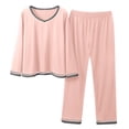 thumbnail image 4 of sususu Matching Lounge Sets for Women,Fall Clothes Trousers Suit For Comfort Sleepwear Elegant Long Sleeve Top And Pants Set Cozy Loungewear Ideal Year Round Relaxation And Restful Nights - RD2, 4 of 5