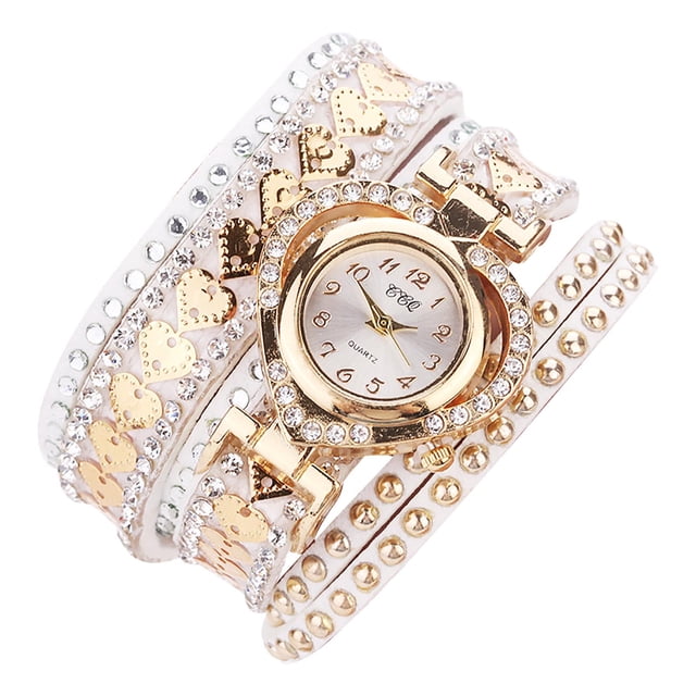 Diamond Studded Bracelet Watch Looped Womens Bracelet Watch