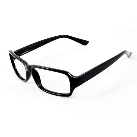 Ladies Black Plastic Full Rim No Lens Rectangle Eyeglasses Spectacles ...