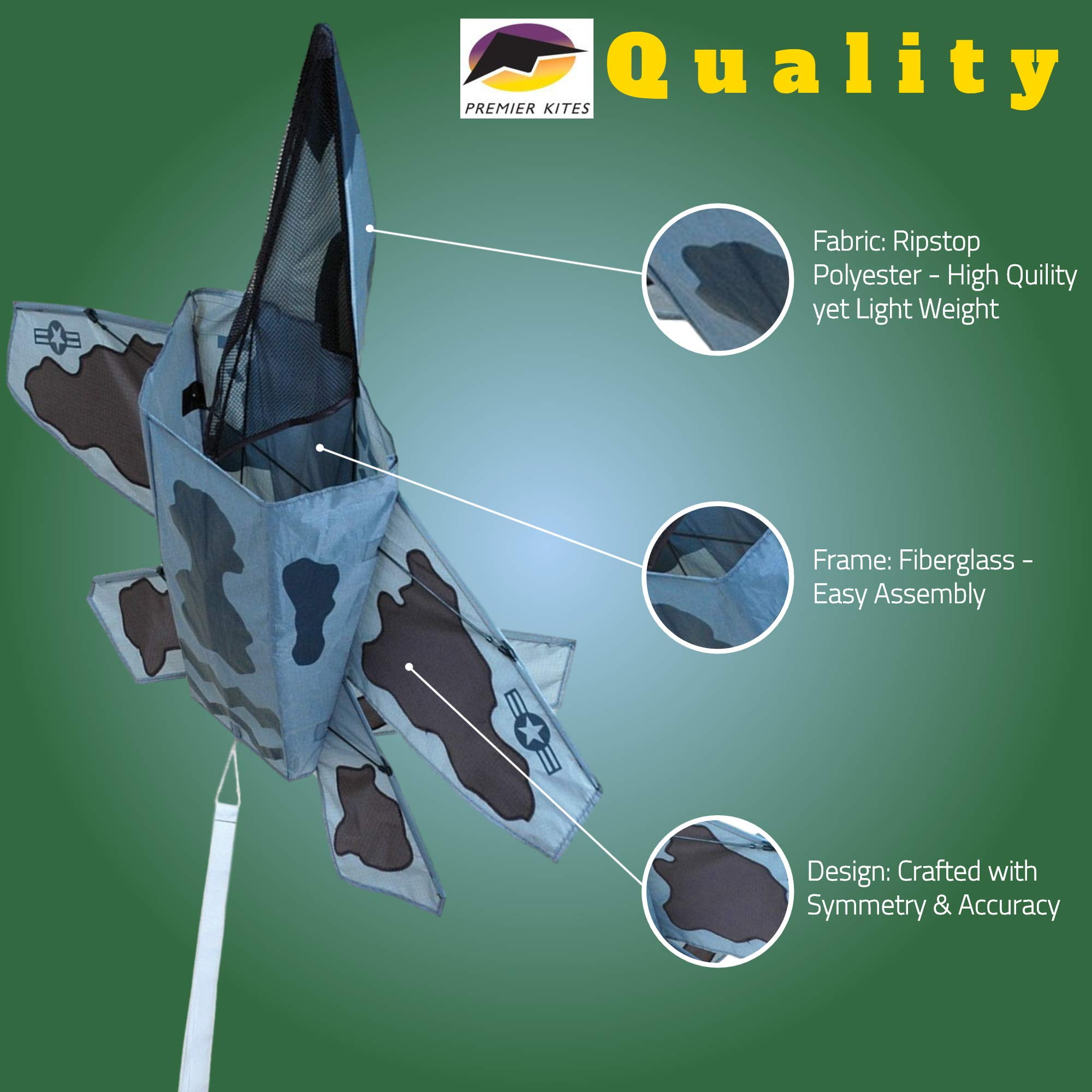Premier Kites 3D Jet Kite Stealth Attack Design | Easy to Assemble and Easy to Fly 3D Kite | an Enjoyable Kite for Adults and a Thrilling Kite for Kids | Great 3D Kite for The Beach or Park