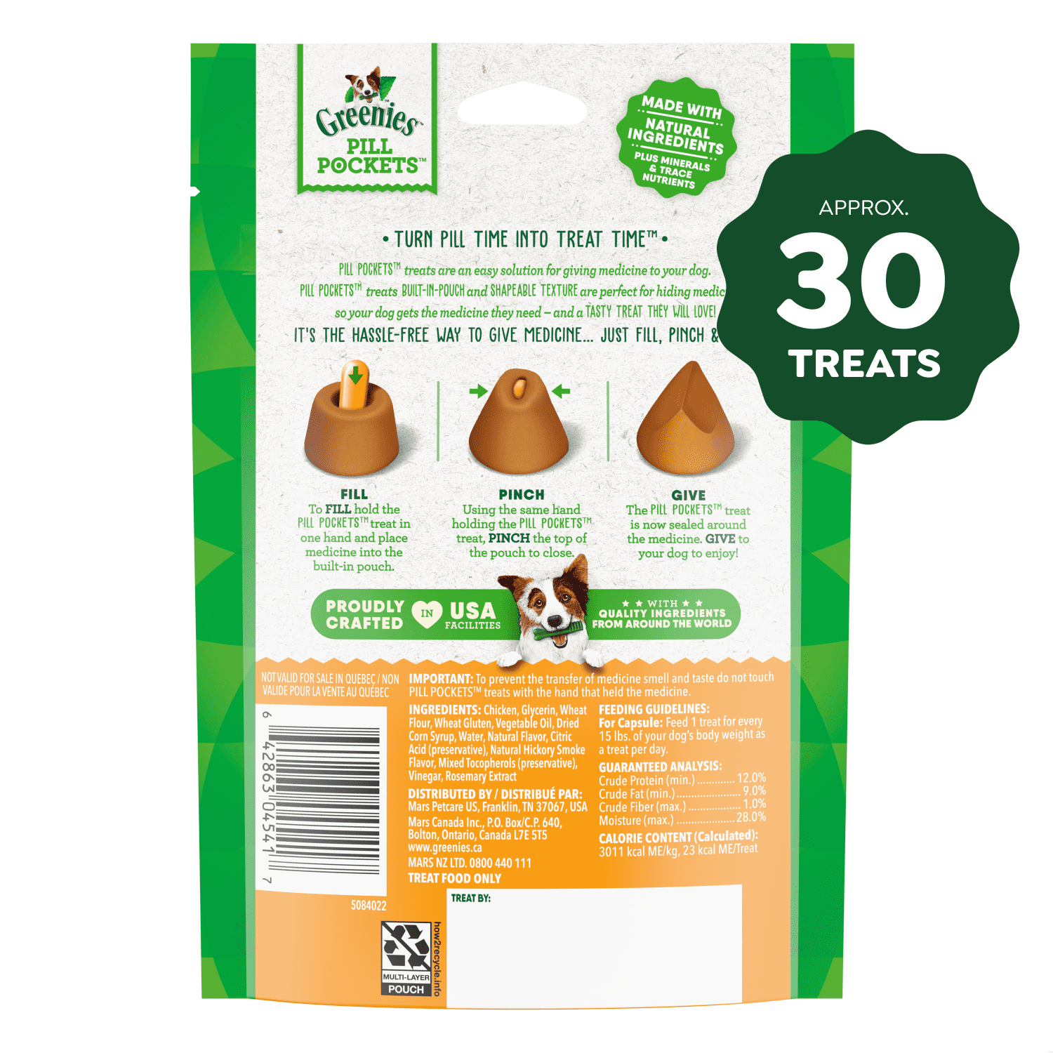 Greenies PILL POCKETS Dog Treats Tablet Size Adult Natural Soft Chicken Flavour