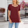 thumbnail image 2 of FAIWAD Womens Summer Square Neck Tops Trendy Puff Short Sleeve T Shirts Dressy Casual Tunic Tees, 2 of 5
