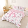 thumbnail image 2 of Manfei Kawaii Bow Personalized Initial K Queen Comforter Set 3pcs for Girls,Vintage Polka Dots Bowknot Bedding Comforter Set for Kids Teens,Pink Reversible,Microfiber Bedroom Decor, 2 of 6