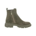 thumbnail image 2 of AQUA COLLEGE Womens Dark Taupe Brown Side Goring Back Pull-Tab Padded Slip Resistant Waterproof Priya Round Toe Block Heel Zip-Up Suede Booties 6.5 M, 2 of 3