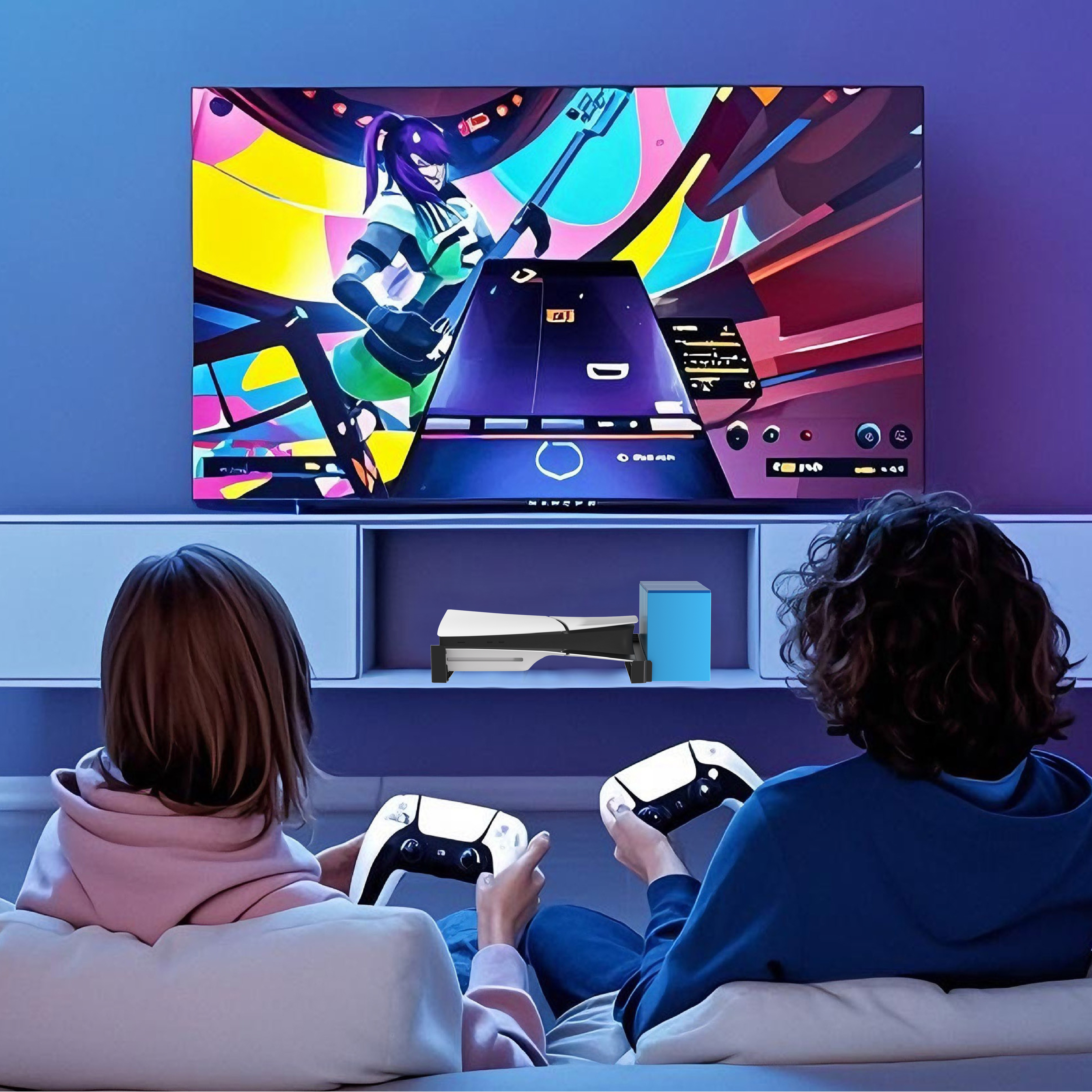 Base horizontal para consola PS5 Slim y Pro, sostiene 12 discos de juegos, compatible con PlayStation 5 Slim/Pro ediciones de disco y digital, negro 2