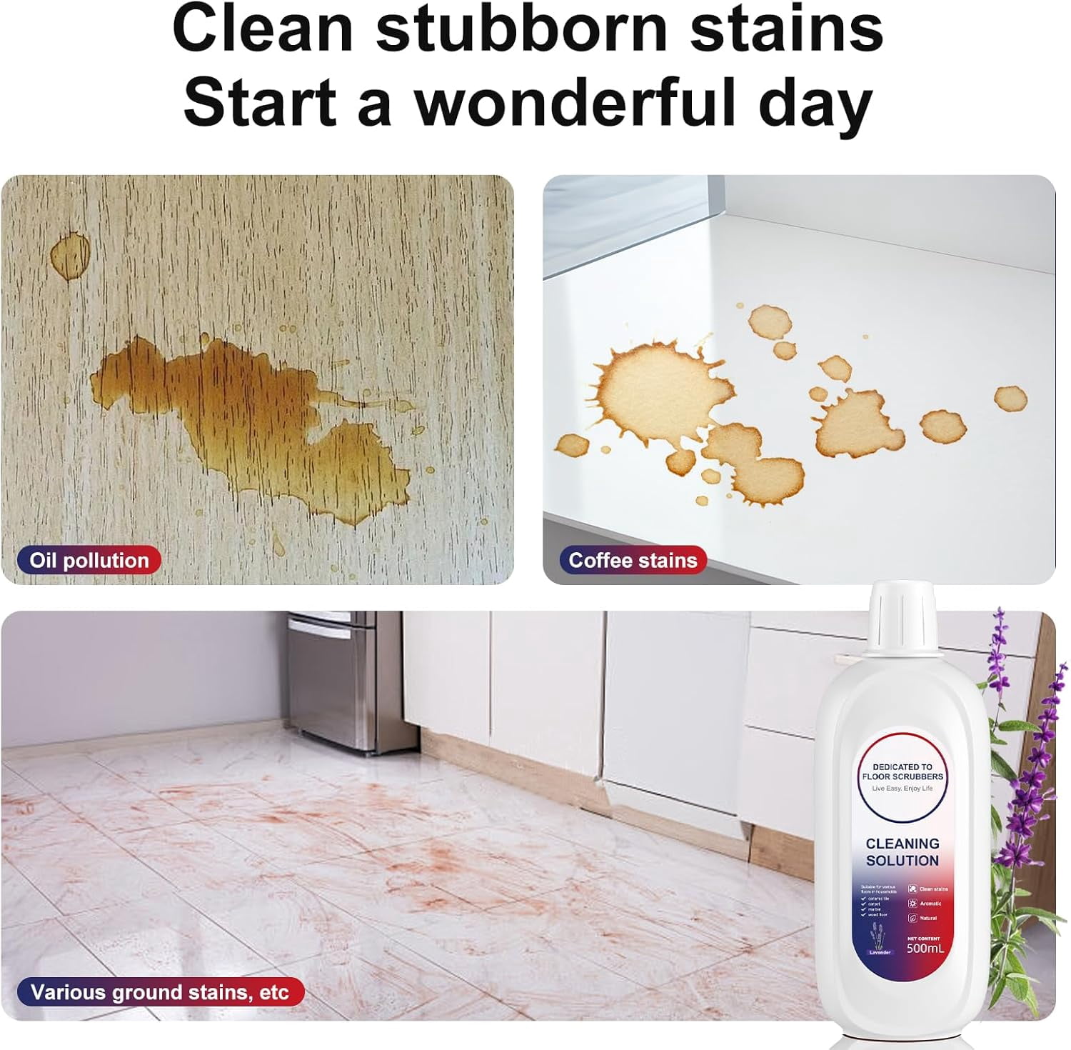 Floor Cleaning Solution 500ml Lavender Fragrance Cleaning Solution Refill Compatible With TINECO iFLOOR, iFLOOR 3, S3, S5, S5 COMBO, S5 Pro 2, One S6, S7 PRO, S7 COMBO Wet Dry Vacuum (2 bottle)