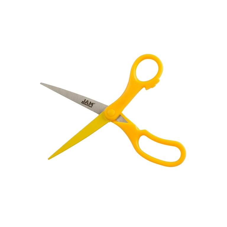 JAM Paper Multi-Purpose Precision Scissors, Yellow, 8 inch, 1/Pack