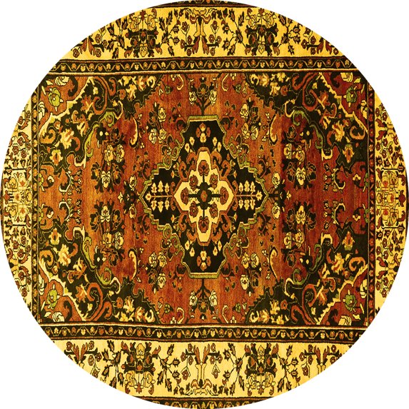 Ahgly Company Indoor Round Persian Yellow Traditional Area Rugs, 6' Round