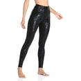 thumbnail image 3 of Women Faux Leather Leggings Leopard Print Liquid Shine Tummy Control Athletic Yoga Pants, 3 of 7