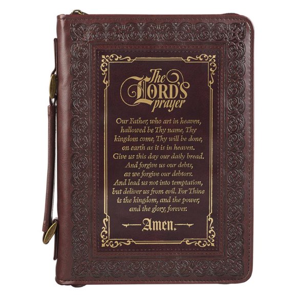 BC: The LORD's Prayer Walnut and Burgundy Faux Leather Medium