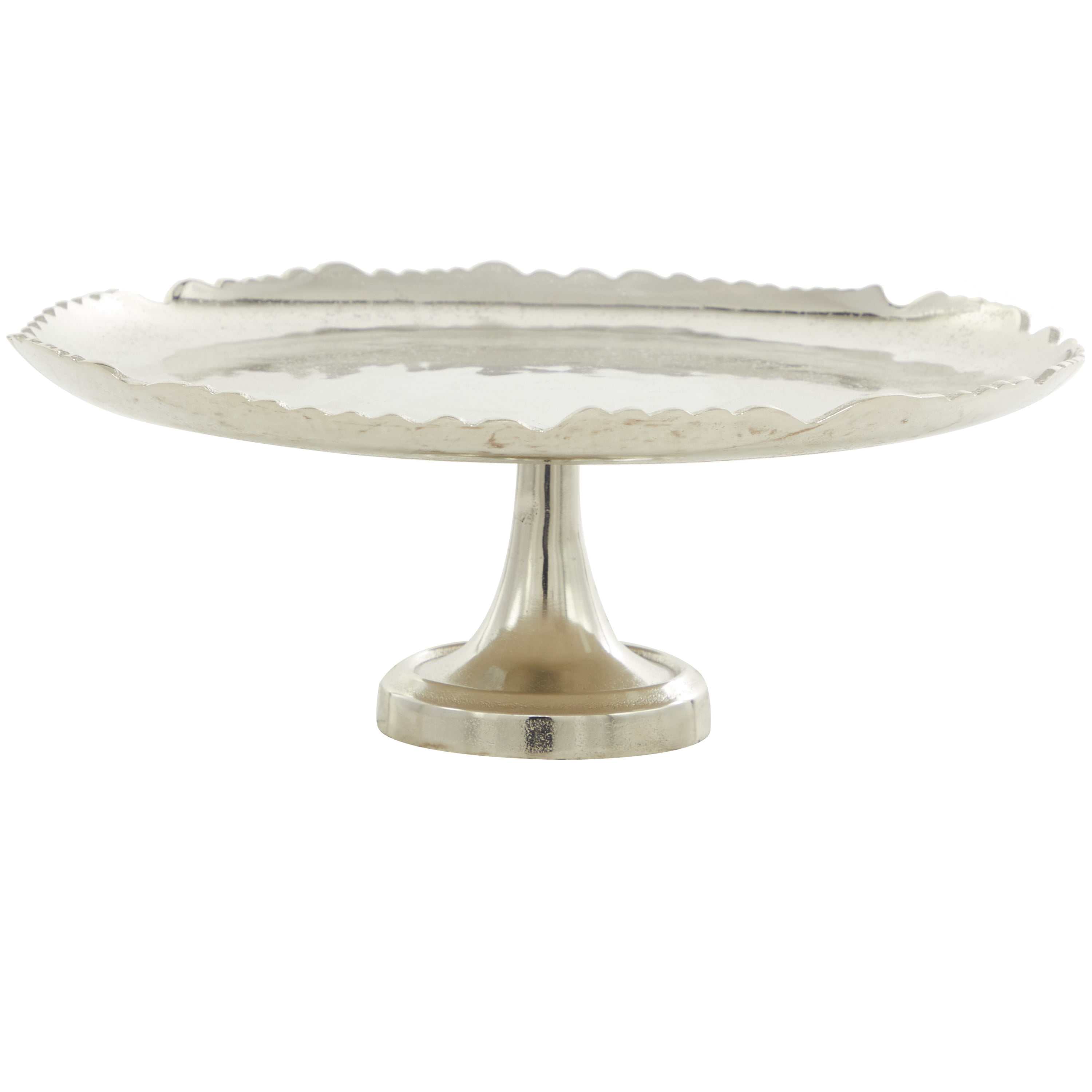 CosmoLiving by Cosmopolitan 16" x 6" Silver Aluminum Decorative Stand with Pedestal Base, 1-Piece