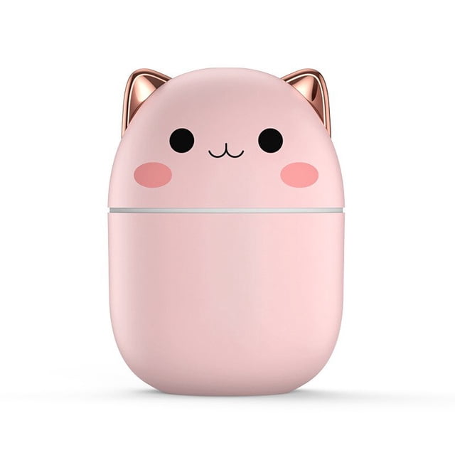 Humidificador de aire para coche, difusor de aromaterapia con luz nocturna, generador de niebla fría, purificador de aceite esencial Kawaiil