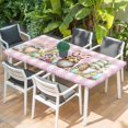 thumbnail image 2 of Easter Gnomes Table Cloths for 6 Foot Rectangle Tables, Eggs Rabbit Spring Daisy Floral Pink Checkered Patio Waterproof Elastic Fitted Tablecloths, Washable Rectangular Table Cover for Camping, 2 of 8
