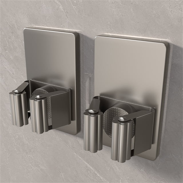 2PCS Mop Clip Wall Hanging Bathroom Stainless Steel Fixed Hanging Rack Multifunctional Wall Hook 2ml