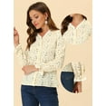 thumbnail image 2 of Allegra K Blusa Informal De Manga Larga Con Volantes Florales Y Cuello En V Para Mujer Crema S, 2 of 4