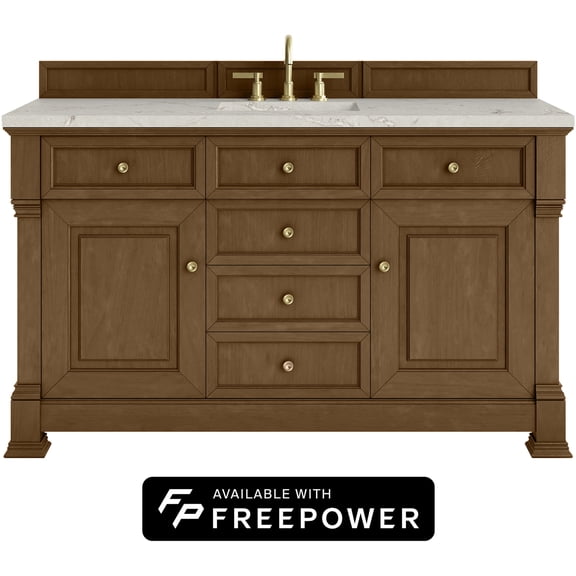James Martin Vanities 547-V60S-HNO-FVSL Brookfield 60" Free Standing Single Basin Poplar