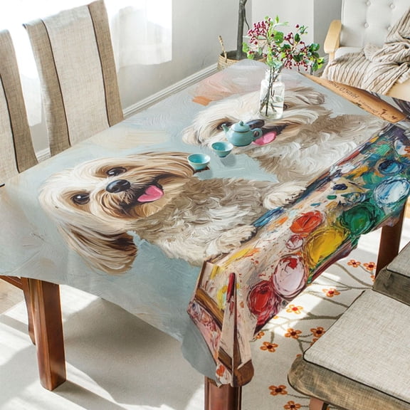 BZSMCE Square Tablecloth Cut Dog Are Plainning Pattern Tableclothes
