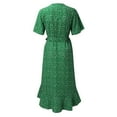 thumbnail image 4 of Sngxgn Women's Dresses V Neck Guest Party Dress(Green,XXL), 4 of 7