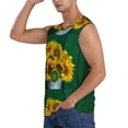 thumbnail image 3 of Lsque Sunflowers in Bucket Print Men's Cotton Blend Sleeveless Muscle Shirts (S-3XL)- Moisture Wicking, Odor Protection, UPF 30+,Small, 3 of 8