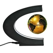 Small Ornaments And Miniature Models Levitation Anti Gravity Globe Magnetic Floating Globe World Map with LED Light for Children Gift Home Office Desk Decoration, Gold