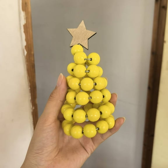 FlareFable Nordic Ins Style Wooden Bead Christmas Tree Decor, Perfect Christmas Decoration, Creative Mini Tabletop Ornaments for Xmas Home & Office Festive Decoration