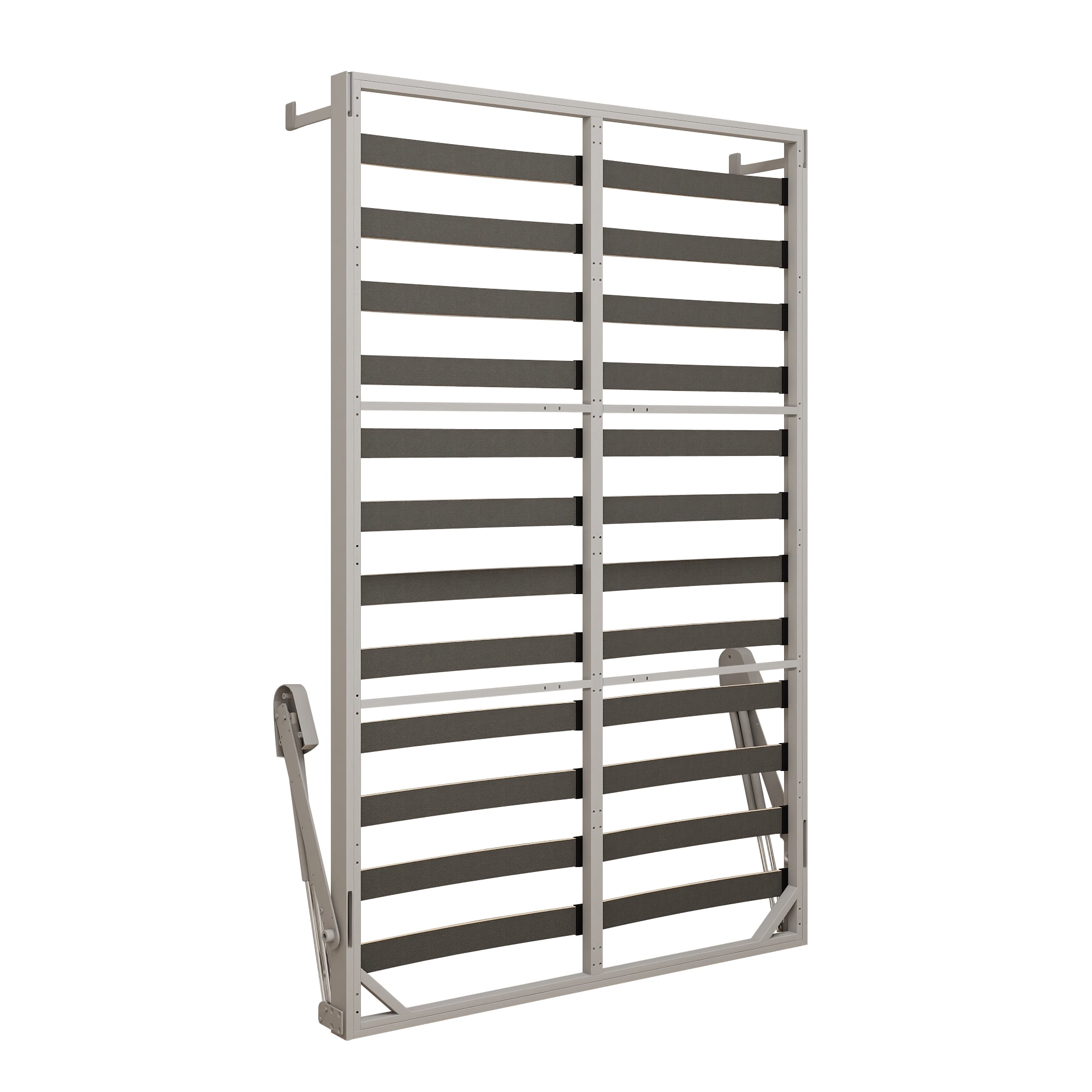DIY Cabinet Folding Bed Hardware Kit, Queen Size Vertical Murphy Wall Bed Mechanism with Automatic Leg and Hydraulic System, Grey Bed Frame