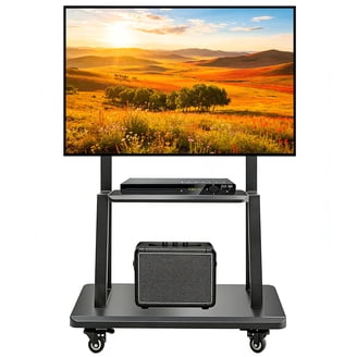 Ktaxon Swivel Floor TV Stand with 3-Tier Tempered Glass Shelves