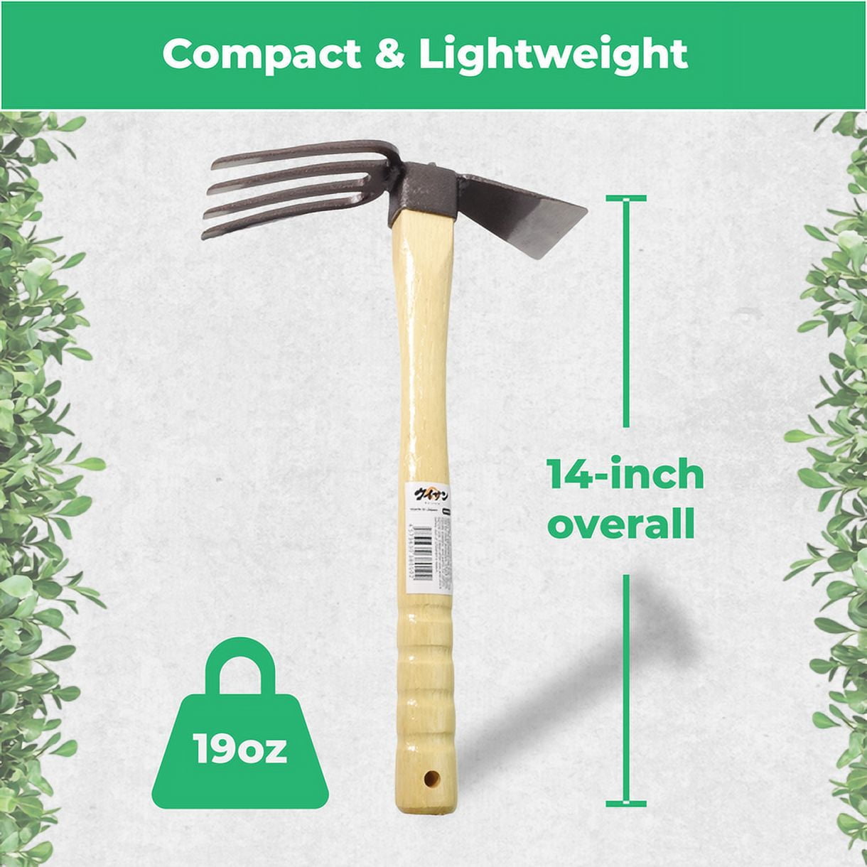 KUISUN Japanese Dual Sided Garden Cultivator – Handcrafted Garden Hoe & Tiller, Sturdy & Handy