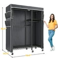 thumbnail image 3 of Enhomee Clothes Rack with Cover Heavy Duty Clothing Rack for Hanging Clothes Loads 550 LBS, Adjustable Closet with Wheels, Black, 3 of 7
