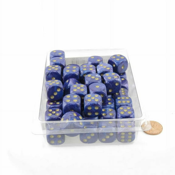 Purple Lustrous Dice with Gold Pips D6 16mm (5/8in) Bulk Pack of 50 Wondertrail
