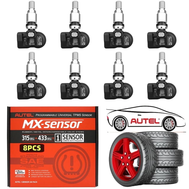 Sensor TPMS Universal Autel MaxiTPMS MX Plata 315/433MHz Programado por TPMS Tool 8 Unidades