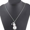 thumbnail image 3 of Pendentif Bonhomme de Neige Perle Simulée Collier Long Cadeau Collier Perle Simulée Strass Collier Cadeau Bijoux de Noël Chaîne de Chandail, 3 of 9