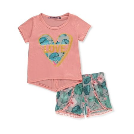 

Love From The Heart Girls 2-Piece Tropical Shorts Set Outfit - coral/multi 4t (Toddler)