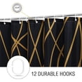 thumbnail image 5 of Gibelle Black and Gold Striped Shower Curtain, Abstract Modern Minimalist Waterproof Fabric Shower Curtain Set with Hooks, 72" x 72", 5 of 6