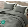 thumbnail image 3 of Chezmoi Collection Cliff 3-Piece Lightweight Cooling Comforter Set, Queen- Rayon Derived from Bamboo & Polyester Blended, Soft Breathable Bedding for Hot Sleepers, Dark Gray, 3 of 9