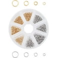 thumbnail image 1 of 800pcs 8 Sizes Close but Unsoldered Jumps Rings Metal Connector O Rings Stainless Steel Jump Rings Connectors for DIY Jewelry Making Golden & Stainless Steel Color, 1 of 7