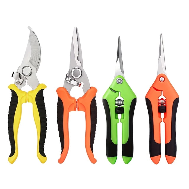 CNKOO 4 Pack Garden Pruning Shears Stainless Steel Garden Shears Gardening Shears Garden Scissors Garden Clippers Pruning Snips Pruning Shears for Gardening Tools