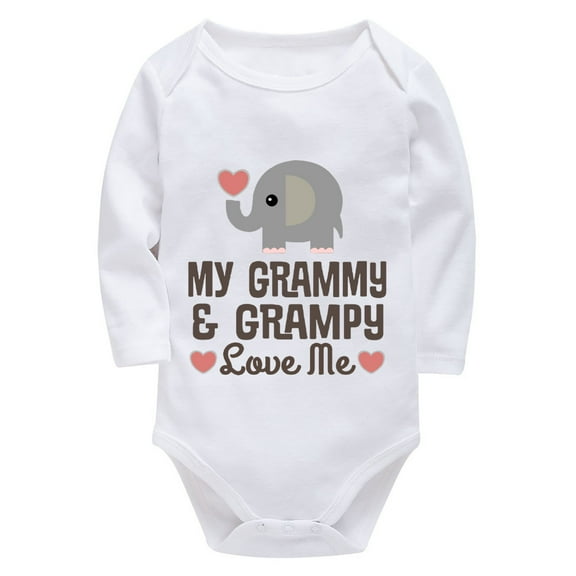 My Grammy And Grampy Love Me Babys First Outfit Hospital Long Sleeve Plain Onsies White Baby Clothes Girls 0-3 Months