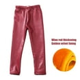 thumbnail image 7 of URMAGIC 2-12 Years Girls Stretch Faux Leather Pants Toddler Kids Winter Thicken Warm Fleece Lined Leggings, 7 of 7