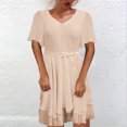 thumbnail image 2 of Vestido informal hasta la rodilla con cuello en V y manga corta con tirantes sueltos para mujer Fridja  bnh5934, 2 of 8