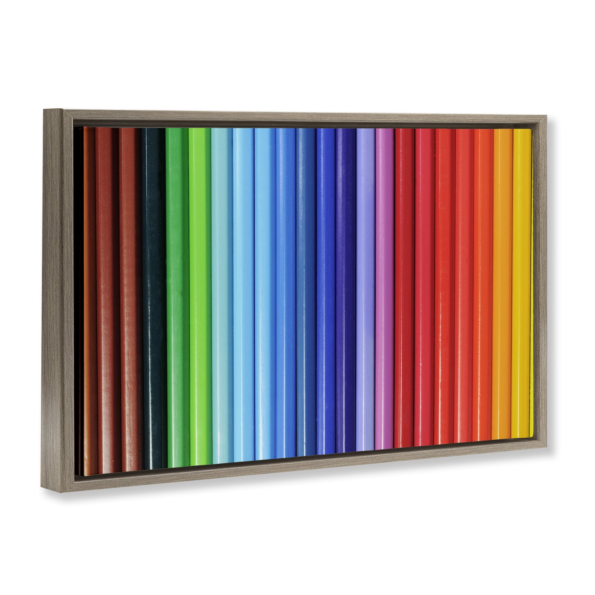 Stupell Industries Colored Pencil Lineup Brown Framed Floater Canvas Wall Art, design by Tom Quartermaine