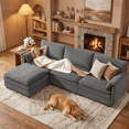 thumbnail image 4 of Howcool 107" Modular Cloud Couch, L-Shaped Sectional Sofa with Ottoman, Deep Seat Chenille Fabric 4-Seat Convertible Couch for Living Room, Easy Assembly, Dark Gray(Thick Sponge), 4 of 9