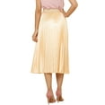 thumbnail image 3 of MODA NOVA Junior's Elastic Waist Party Metallic Accordion Pleated Midi Skirt, 3 of 5